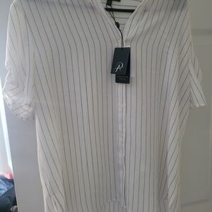 Adrianna Papell White Striped Blouse